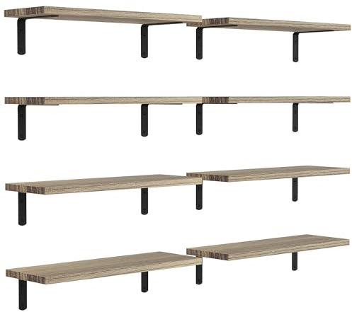 DOLLFIO Schwebende Regale, 8 Sets Wandregale, Holz Schweberegale für Wanddekoration, Wandmontiertes schwimmendes Badezimmerregal zur Aufbewahrung, Schwebendes Bücherregal für Schlafzimmer, Wohnzimmer