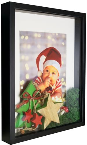 BD ART Box 3D 30x40 cm Objektrahmen Bilderrahmen, Quadratische Schwarz zum befüllen, tiefer für objekte, suvenirs 3 cm, für Wandbehang oder Desktop