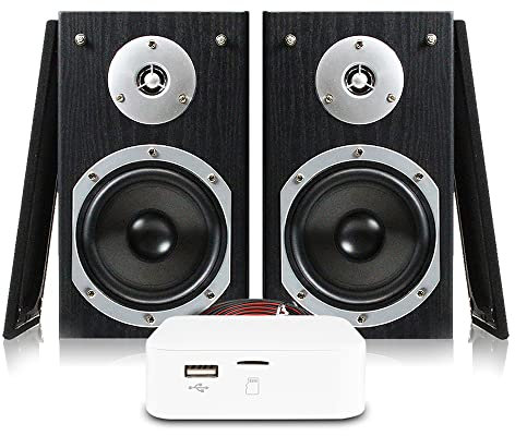 Fenton Bluetooth Bookshelf Speaker System with Amplifier & Wireless Audio Streaming, Compact HiFi Stereo Speakers SHFB55B, USB MP3 Playback, Wall-Mountable Home Audio Set, 140W Max Power