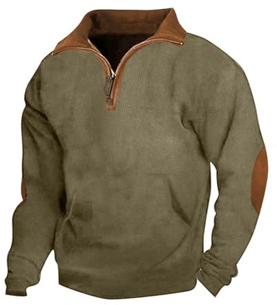 Kobilee Felpe in Pile Uomo Micropile Montagna Maglione Pile Peluche Caldo Streetwear con Mezza Zip Senza Cappuccio Felpata Maglia Pile Vintage Pesante Felpa da Lavoro Felpa Pile Invernale