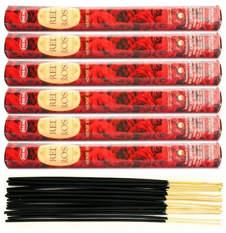 Hem Lot de 6 bâtonnets d'encens, différents parfums, 120 bâtonnets au total, rose rouge