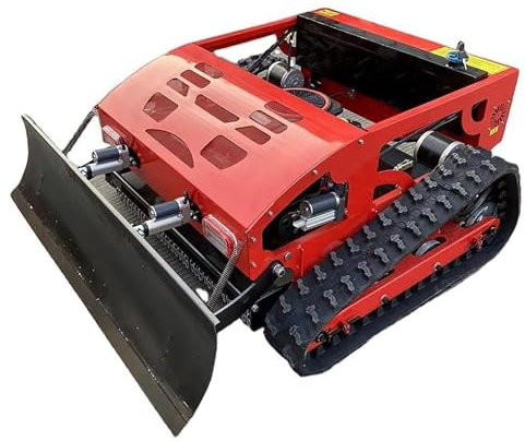 Tondeuse à gazon sur chenilles avec pelle à neige, tondeuse à gazon robot hybride essence-électrique, tondeuse de 55 cm télécommandée, capacité d'inclinaison de 45 °, plateau de coupe réglable,
