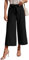 Zeagoo Damen Hosen Casual Weite Gerade Geschnitt Anzughosen Sommer Dehnbar Hohe Taille Business Palazzo Hose mit Gürtel Schwarz M