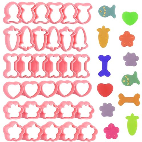 HUAKENER Lot de 6 mini emporte-pièces – Poisson rouge, os de chien, patte, cœur, fleur, carotte, joli ensemble d'emporte-pièces pour mini cookies, collations pour animaux domestiques, fondant, sans