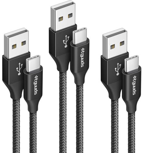 etguuds USB C Kabel, [3Stück 1m+1m+2m] USB A zu USB C Ladekabel Nylon Geflochten Schnellladekabel USBC, für iPhone 15 Pro Max Galaxy S23 S22 S21 S10 lite S10 S9 S8 Note 10 -Schwarz