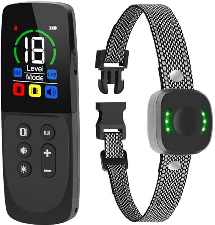 Dog Training Collar With Remote - Vibrating Dog Collar, Rechargeable LED Light/Sound/Vibration/Strong Vibration 300M Remote Control Range for Dog Training Recall, IP67 Waterproof