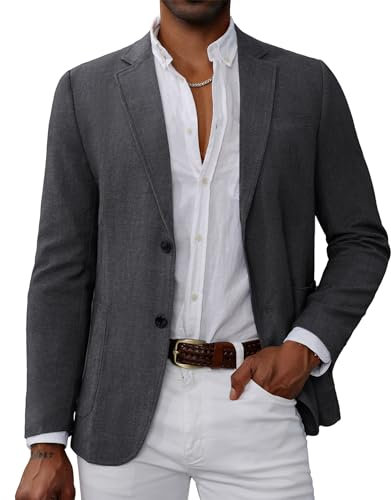 GRACE KARIN Herrn Modern 2 Knöpfe sakkos Vintage Gentleman Sportlich Jackett Revers Party Cocktail Anzug Silbergrau XXL