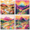 Lxmsja 4 Pièces Peinture par Numéro avec Cadre, Paysage Colorés pour Adulte et Enfant, Loisirs Créatifs avec Pinceaux, Activité Manuelle, 20x20cm