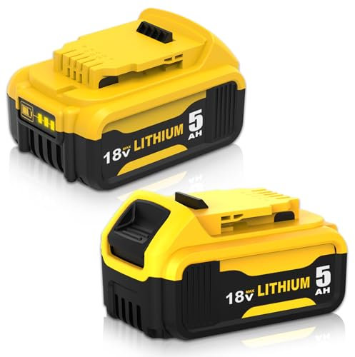 2 pcs 18V 5.0Ah DCB200 Replacement for Dewalt Battery 18V DCB180 DCB181 DCB-182 DCB-183 DCB184 DCB185 DCB-184B-XJ with LED Indicator