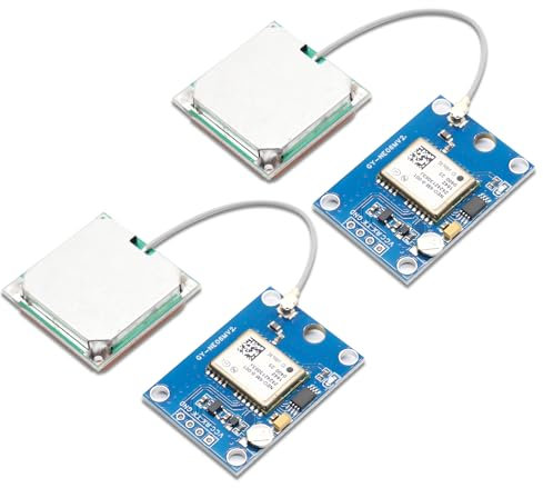 AYWHP 2 PCS GY-NEO6MV2 Module de Commande de vol GPS NEO-6MV2 Module GPS de Commande de vol 3V-5V avec antenne Super céramique, Compatible avec Arduino (Module + antenne)
