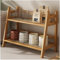AIRCADIA Organisateur de cuisine, à 2 étages, imitation bambou, tissage en rotin, décoration de cuisine, étagère à épices, rangement et organisation des dosettes de café, porte-tasses (40 x 18 x 29 cm