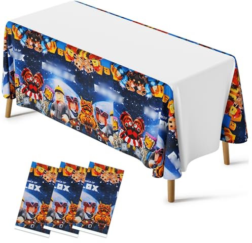 Sidesea Table Cloth Party, 3Pack 180 * 108cm Game Table Cloth Party Waterproof Cartoon Party Tablecloth Rectangular Plastic Birthday Table Cover for Kids Party Decorations