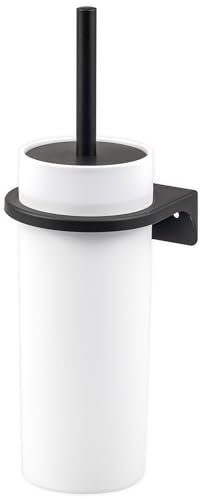 bremermann runde WC-Garnitur Savona mit gummierter Softtouch-Oberfläche inkl. Wandhalterung zum Kleben oder Bohren & 1 Ersatzbürstenkopf - für Badezimmer und Gäste-WC aus Kunststoff (Weiß)