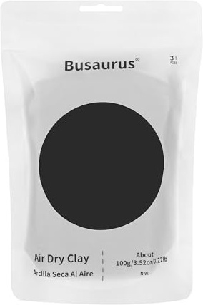 Busaurus 100g Schwarz Lufttrocknende Knete, magische Modelliermasse für Kinder, bunte, weiche Knete für Schulbedarf, Schleim, Kunstprojekte und Cosplay
