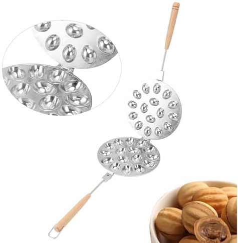 Oreshki Molds Oven Cookies Maker Oreshnitsa, 16 Walnuss Plätzchenformen Oreshek Cake, Metallformform Nuts Shape Maker für Süße Russische Nuss Heimbäckerei (18,5 x 39,5 cm/7,3 x