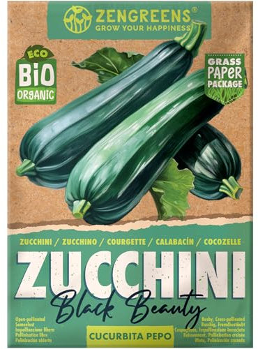 ZenGreens® – Graines de courgette bio - Semences potagères - Graines de légumes pour une culture facile au jardin, sur le balcon ou dans un potager surélevé - Black Beauty
