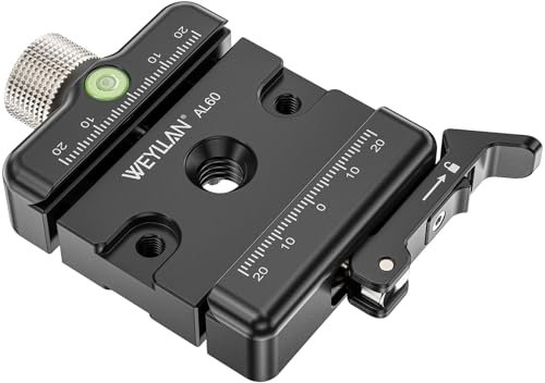 WEYLLAN AL60 Quick Release Plate Clamp, Camera Mount QR Clamp Compatible with Arca-Swiss, Quick Release Plate Arca QR Clamp, Knob Locking & Lever Locking, MLOK Rail Clamp for Magpul MLOK Bipod