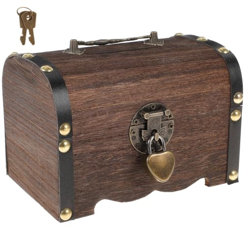 NUOBESTY Wooden Money Bank, Vintage Handcrafted Coin Piggy Bank With Lock And Key Money Savings Box Storage Safe And Secure Box For Adults And Kids Birthday Gift Decor