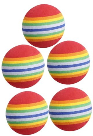 FONDOTIN 5pièces Balles Mousse Arc-Ciel pour Chat Jouet Interactif Et Portable Set De Balles Colorées pour Chaton