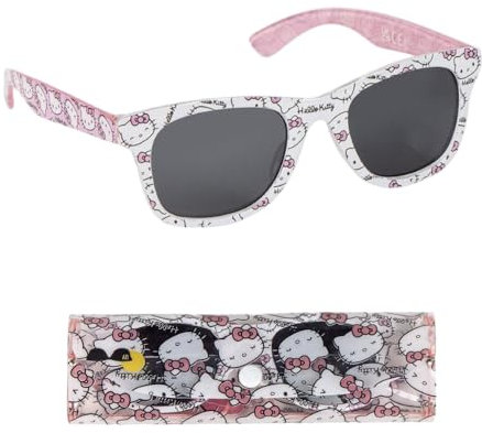 Occhiali da sole per bambini Hello Kitty con custodia lenti rettangolari con protezione filtro UV400