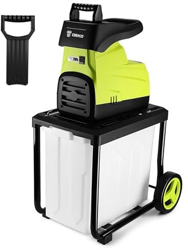 Trituradora De Jardín De 2800W, DEKOPRO Trituradora Eléctrica De Ramas, Diámetro Máximo De Ramas De 45 Mm, Adecuada para Jardines Y Céspedes
