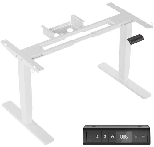 JUMMICO Höhenverstellbarer Schreibtisch Tischgestell mit 3-Stufen-Teleskop, Tragfähig bis 100KG, Höhenverstellbarer Tisch Gestell (60-125cm) mit Memory-Steuerung, Sitzen-Erinnerung & Timer, Weiß