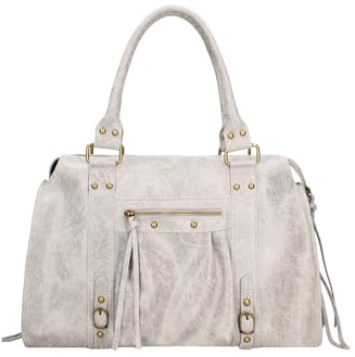 Gave Lux Schultertasche Damen Leder aus bedrucktem Wildleder 41x28x13 cm