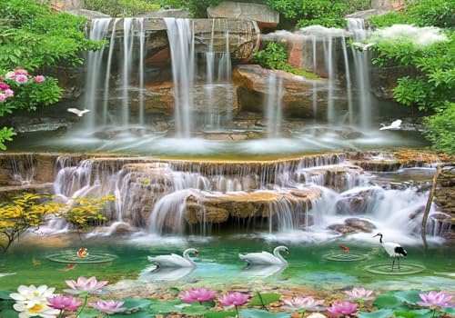 Vlies Fototapeten Wandtapeten Wandbilder 3D-Effekt Natur Wasserfall 7023 (150(B) x 105(H) cm)