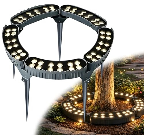 LLELEMAMO Iluminación Exterior para Árboles LED Ring 24V | Foco Impermeable IP67 de Jardín y Palmeras | Luz Circular Baja Tensión Proyector Envolvente Paisajismo (5Pcs,Monochrome)
