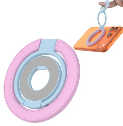 Fofvccv Magnetic Phone Ring Holder Compatible with MagSafe 11D Powder Blue | 360° Rotating Foldable Phone Grip Stand with Dual-Axis Finger Ring Kickstand for iPhone 17 16 15 14 13 12 Series