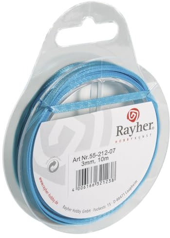 Rayher 5521207 Satinband, 3mm, SB-Rolle 10m, türkis