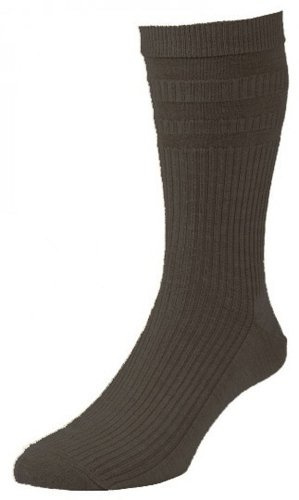 HJ90 Hall MENS SOFTOP No Elastic Wool Rich Socks 6-11 3pk Dark Brown