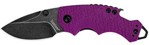 Kershaw 8700PURBW SHUFFLE PURPLE | 6,1 cm Edelstahlklinge mit BlackWash-Finish, violetter K-Texture-Griff, Liner-Lock, tiefer Trage-Taschenklammer