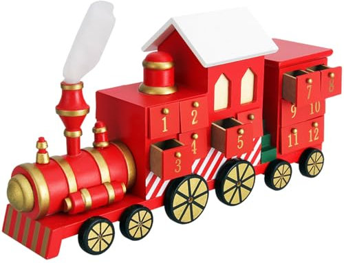 Spielwerk® Calendario dell' Avvento Riutilizzabile in Legno Trenino di Natale Decorazione Natalizia da Riempire