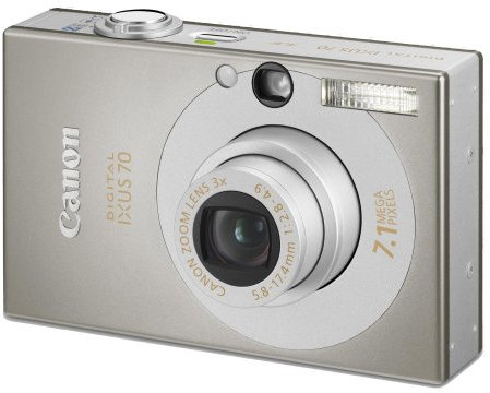 Canon IXUS 70 - Fotocamera digitale da 7 MP, zoom ottico 3x, display da 6,4 cm (2,5), colore: Argento