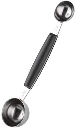 Vogue Double Melon Baller, Black, Size: 30 mm & 40 mm/1.2 & 1.5 inch, Stainless Steel with Grip in Middle, Double Ended Design, Professional & Home Kitchen Use, CF923