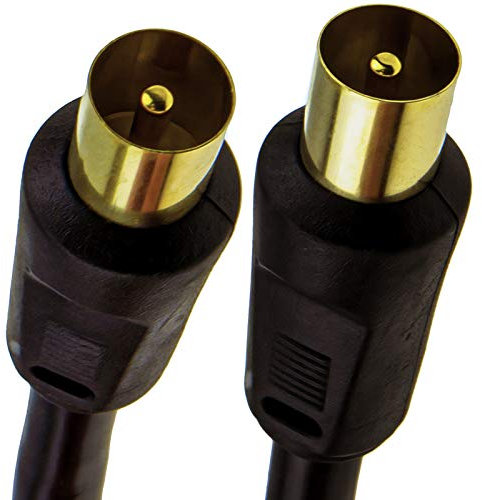 kenable Cable coaxial RF RG6 para antena de TV, conector macho a enchufe, color negro, 3 m, color dorado