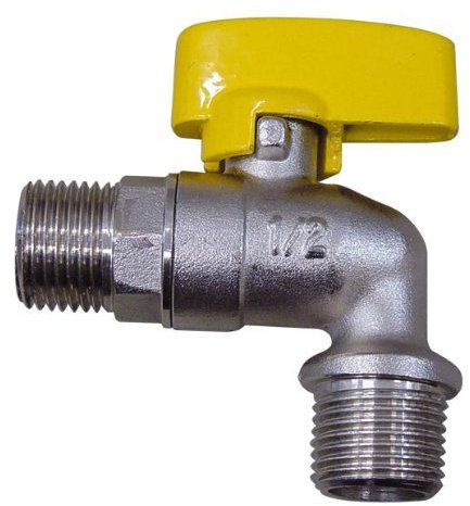 Rubinetto a Sfera per Gas Attacco M M 1/2-1/2 in ottone sbiancato