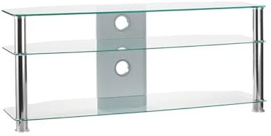 Soporte para televisor de Cristal Transparente con Patas cromadas para hasta 46