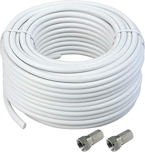 Schwaiger-Cavo coassiale 2 x Cavo di installazione professionale, 115 dB, connettore F, 25 M, colore: bianco