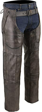 Milwaukee Leather MLM5500 Herren-Chaps aus Leder, 4 Taschen, Thermofutter, Größe L, Braun