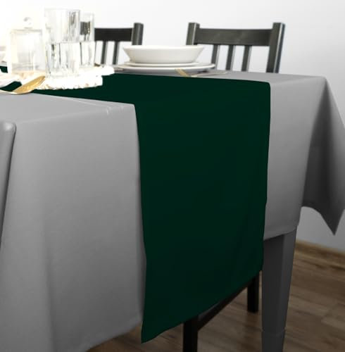 Rollmayer Hochwertiger Tischläufer Tischwäsche Uni einfarbig Pflegeleicht Kollektion Vivid, Farbe & Größe wählbar 21 Farben zur Auswahl, Produkt für den täglichen Gebrauch (Flaschengrün 26, 40x250cm)