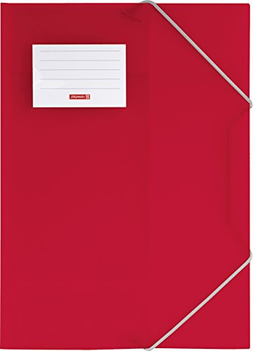 Brunnen 104160423 Sammelmappe FACT!pp (A4, transluzente PP-Folie, mit Gummizug, mit Namensschild) rot / red