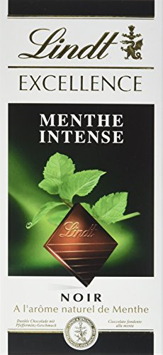 Lindt Chocolat Noir Menthe Intense la Tablette 100 g - Lot de 10