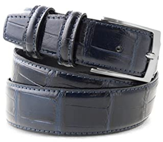 La Bottega del Calzolaio Gürtel Herren Leder, Ledergürtel Herren aus Kalbsleder mit Krokoprägung, für Anzug und Sakko, handgefertigt in Italien, viele Farben und Längen, Made in Italy