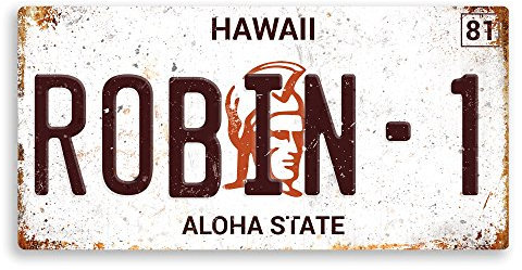 wtf | Famous Movie Number Plates – Magnum P.I “ROBIN-1” | Sticky-Pads - Metal Wall Sign Plaque Custom Name