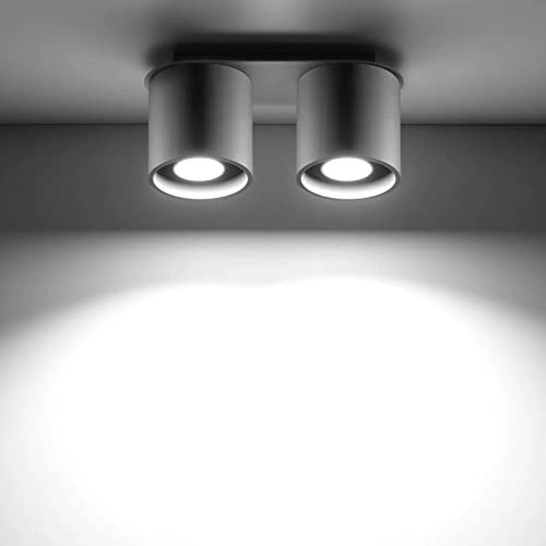 famlights | Deckenleuchte Christina aus Aluminium in Grau GU10 2 x 40 W