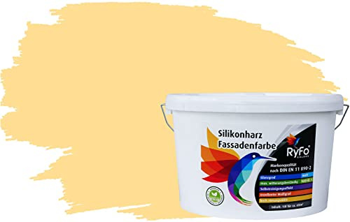 RyFo Colors Silikonharz Fassadenfarbe Lotuseffekt Trend Orangetöne Orangegelb 10l - bunte Fassadenfarbe, weitere Orange Farbtöne und Größen erhältlich, Deckkraft Klasse 1