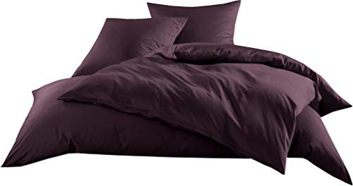Bettwaesche-mit-Stil Mako-Satin Baumwollsatin Bettwäsche Uni einfarbig zum Kombinieren (Kissenbezug 80 cm x 80 cm, Brombeer) viele Farben & Größen