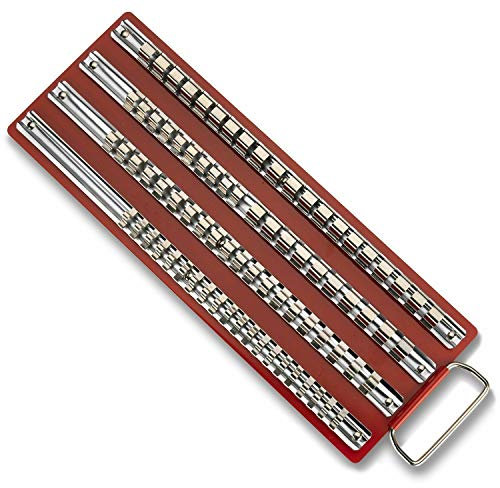 Chiloskit 80-teilige Steckschlüssel-Organizer-Ablage, 1/2 Zoll, 1/4 Zoll, 3/8 Zoll, Aufbewahrungsschiene, Tablett, Ständer, Werkzeug-Organizer